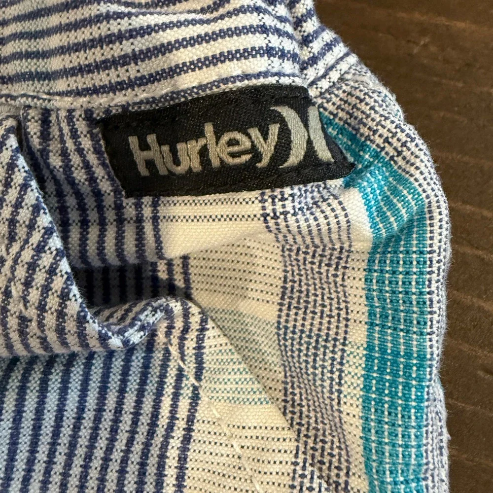 Hurley Boys Blue Teal White Plaid Chino Shorts Size 4T Elastic Back Summer